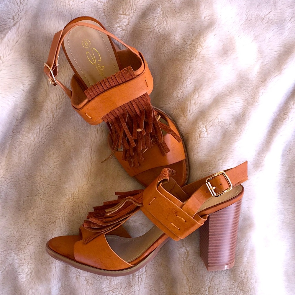 Fringe Block heel Sandal